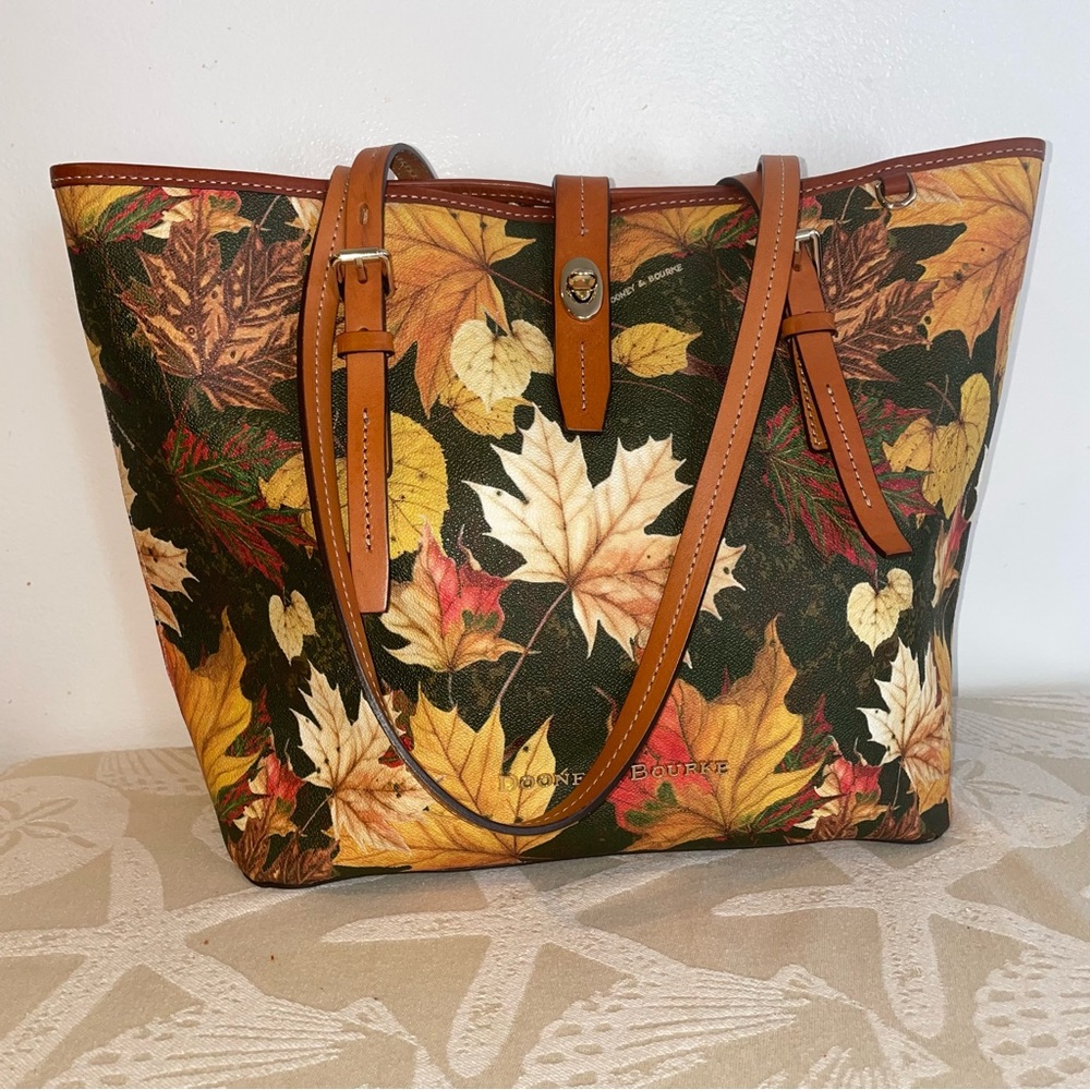 Dooney & Bourke Olive Maple Leaf Dover Tote Bag Purse - Rare Find!